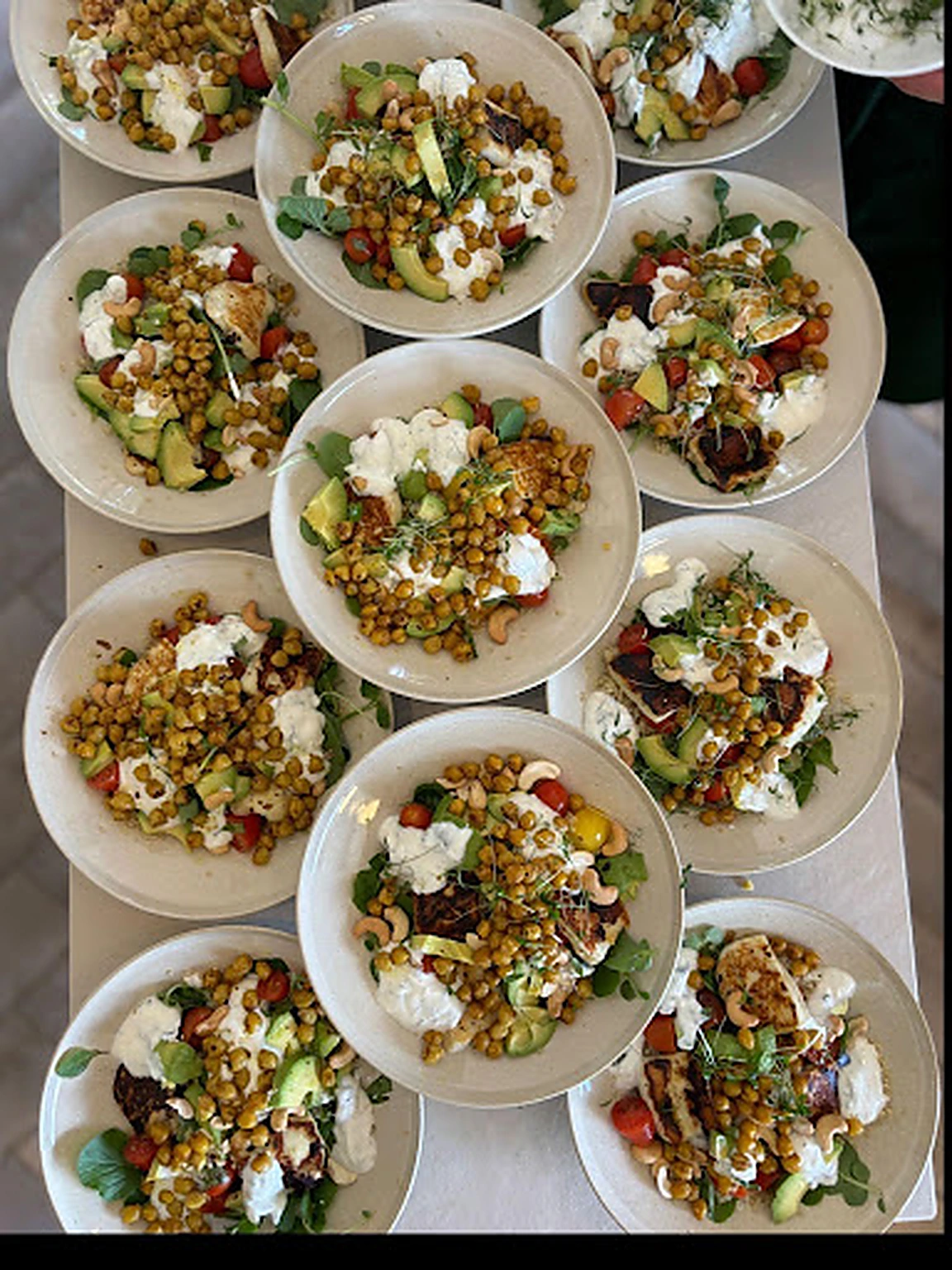 Seasonal salads arranged for Basil catering service